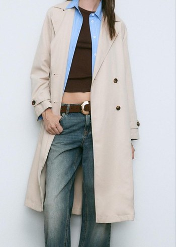 Bej Midi Kadın Trençkot - Görsel 4