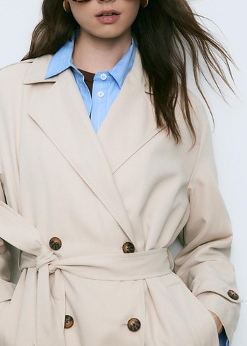 Bej Midi Kadın Trençkot - Görsel 6