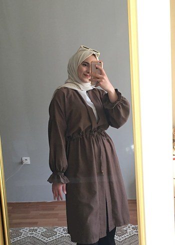 Kahverengi Uzun Pamuklu Kadın Trençkot