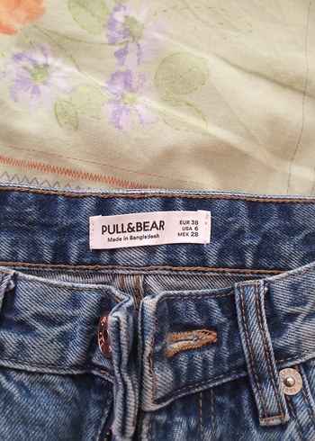 38 Beden mavi Renk Düğmeli Bol Kesim Midi Kot Pantolon
