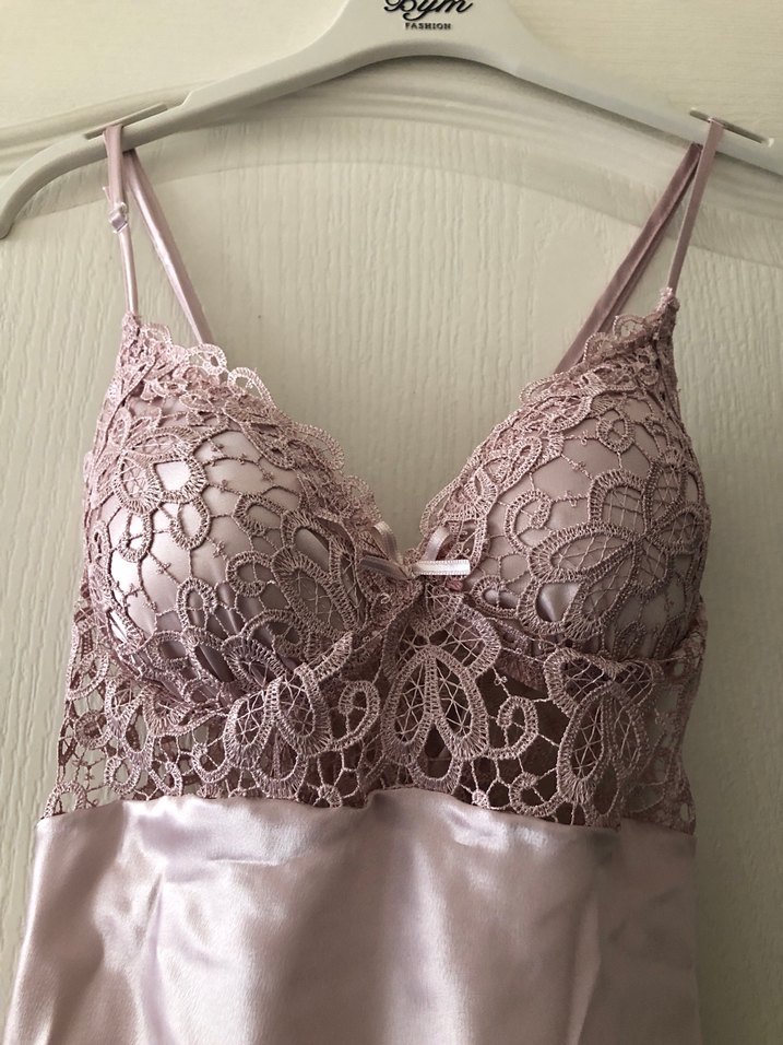 İşlemeli Saten Gecelik - Görsel 5