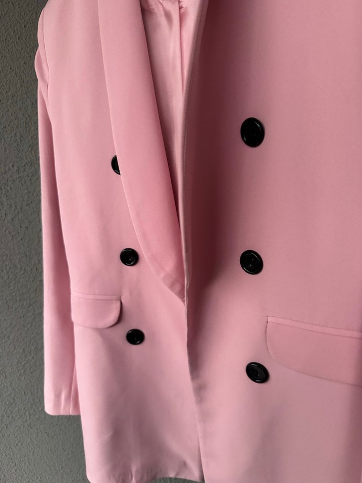 PEMBE KRUVAZE BLAZER CEKER - Görsel 2