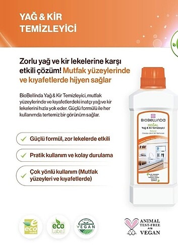 l Beden Biobellinda yağ kir temizleyici 