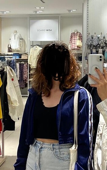 H&M hm lacivert crop ceket