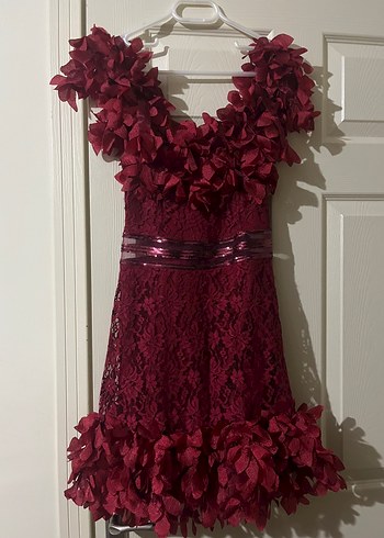 Bordo Mini Abiye Kına Elbisesi