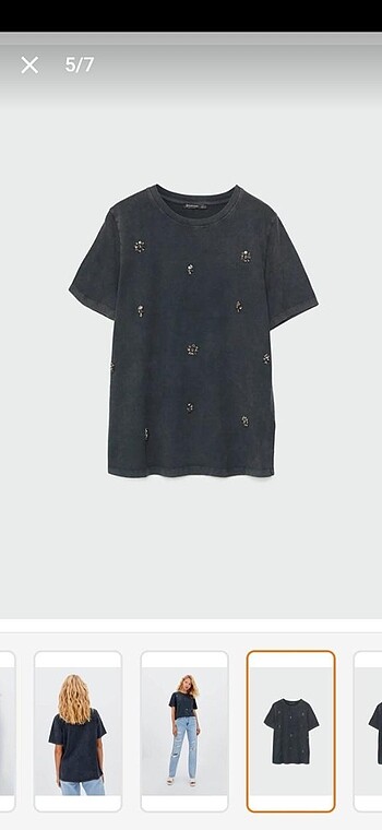 xs Beden gri Renk Stradivarius tshirt