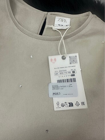 Zara Zara 13-14 yaş süet taşlı elbise