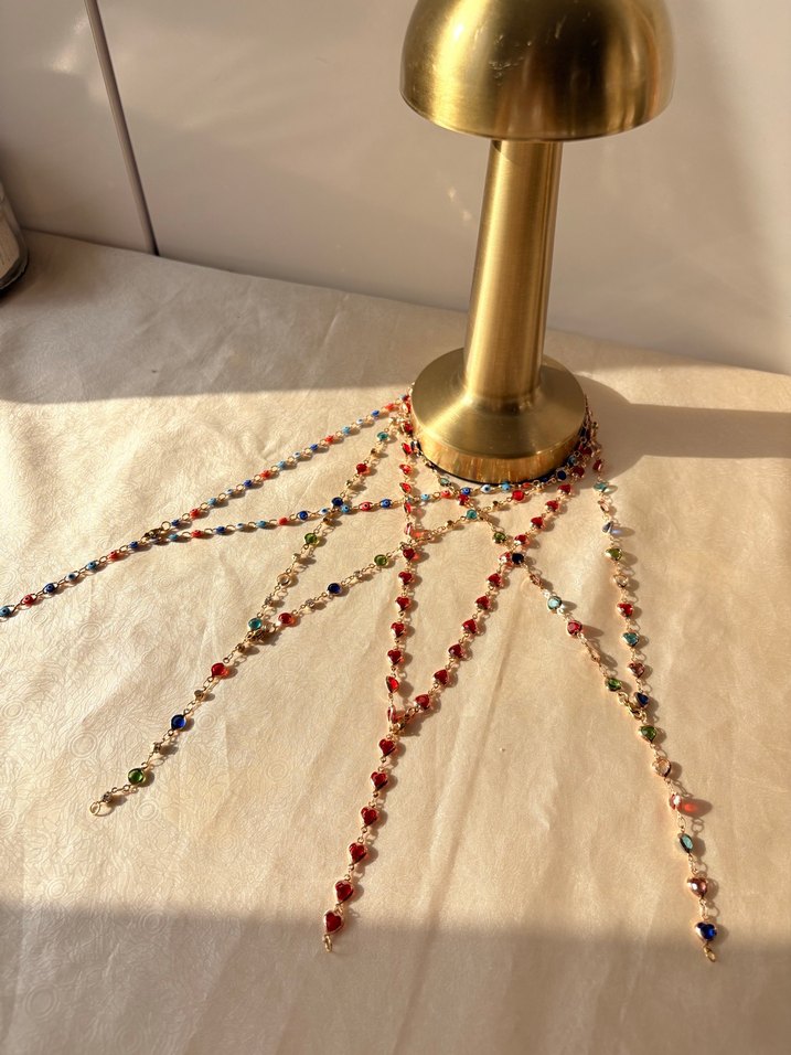 Renkli Kalpli Boncuklu Uzun Y Kolye - Görsel 3