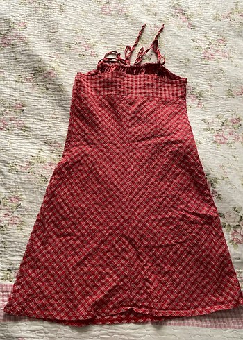 s Beden kırmızı Renk ekoseli mini vintage elbise