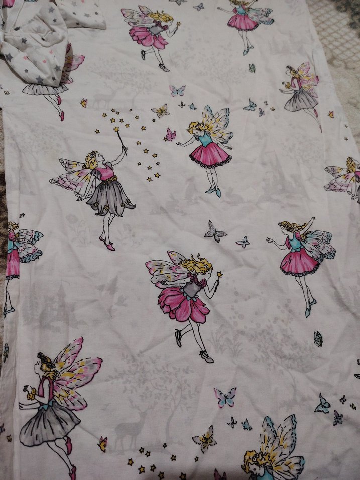 Fiyonklu Beyaz Baskılı Bebek puset örtüsü - Görsel 2