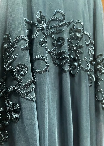Tekbir Nakışlı Siyah Uzun Kollu Gotik Kadın Elbise