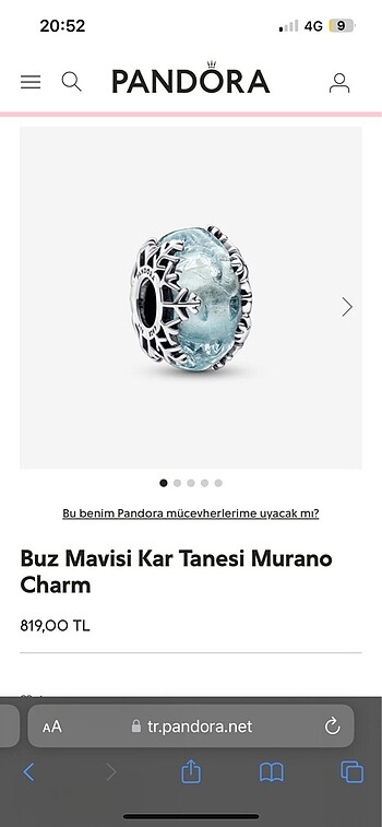 Kar Tanesi Murano Charm