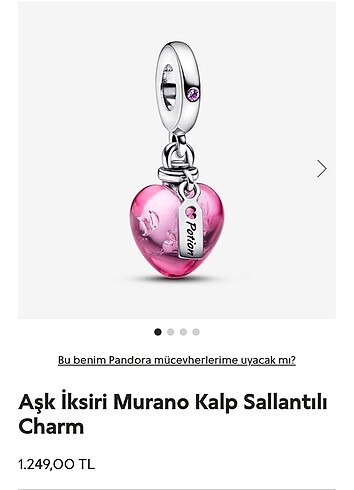 Aşk İksiri Murano Kalp Charm