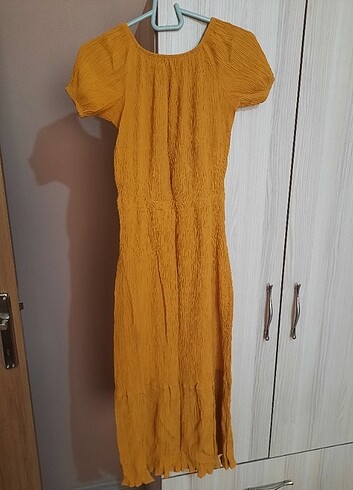 Sarı Uzun Elbise