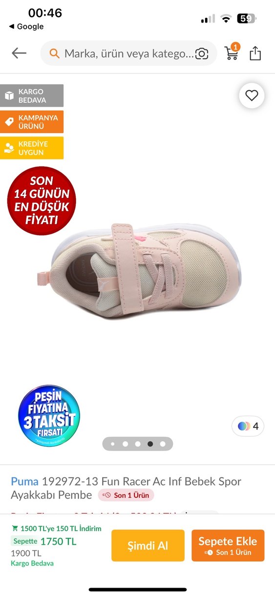 Kız Çocuk Pembe Cırt Cırtlı Spor Ayakkabı - Görsel 2