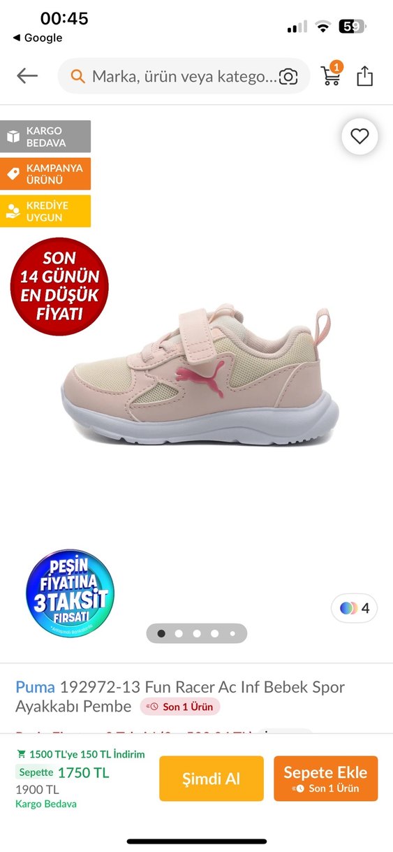 Kız Çocuk Pembe Cırt Cırtlı Spor Ayakkabı - Görsel 3