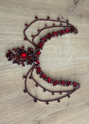  Beden bordo Renk BORDO GELİN BAŞI AKSESUARI KÜPE İLE BİRLİKTE SATILIK