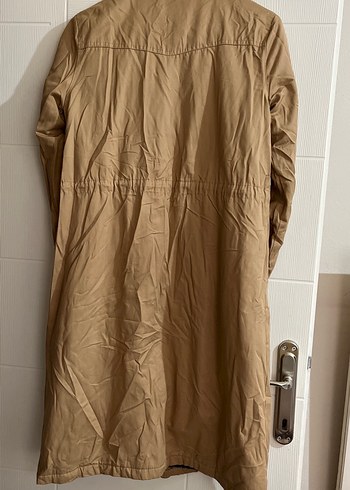 38 Beden camel Renk Kadın Kemerli Bej Uzun Trençkot