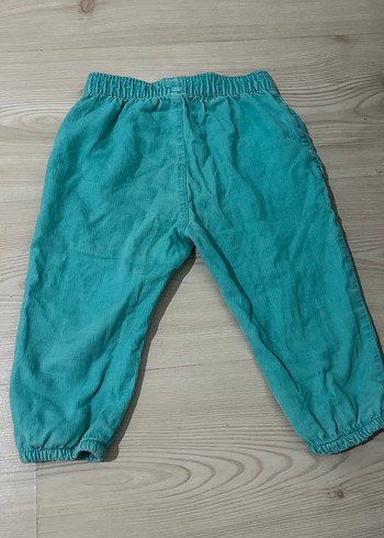 9-12 Ay Beden Turkuaz kız Çocuk Keten Bol Pantolon