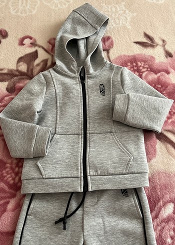 Gri Erkek Çocuk Fermuarlı Sweatshirt ve Eşofman - Görsel 2