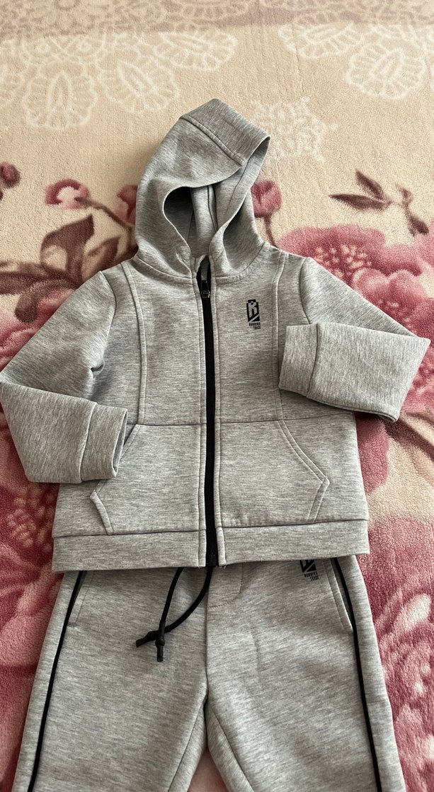 Gri Erkek Çocuk Fermuarlı Sweatshirt ve Eşofman - Görsel 2