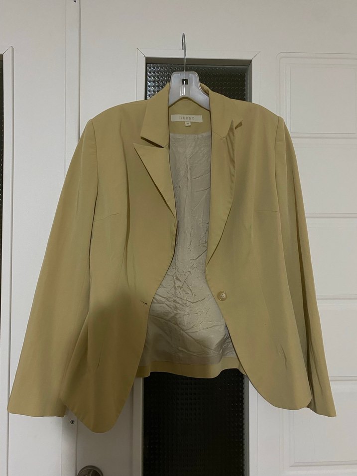 Bej Kadın Düğmeli Ofis Blazeri - Görsel 4