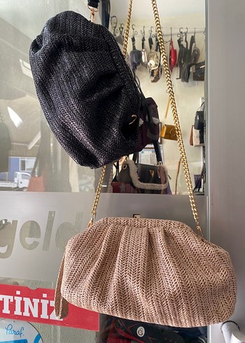 Örgü Kumaş Zincir Askılı Kadın Clutch Çanta