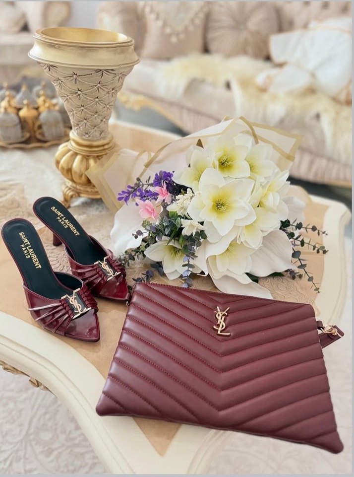 Bordo Deri Stiletto Topuklu Kadın Ayakkabı ve çanta kombin - Görsel 2