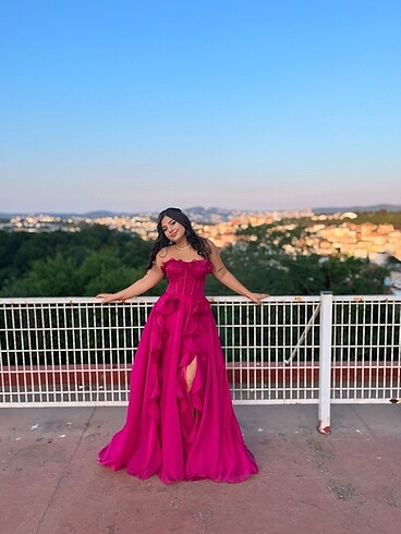 Alfabeta Pembe Abiye Elbise