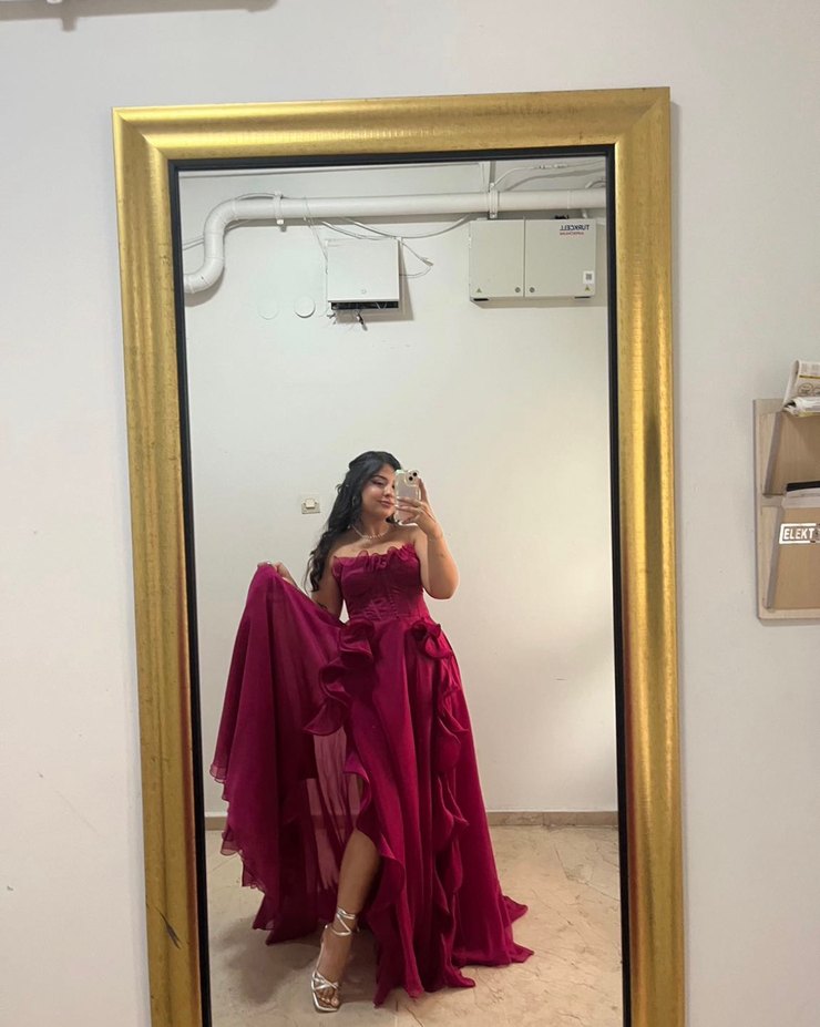 ALFABETA Pembe Straplez Uzun Kadın Abiye — görsel 3/10
