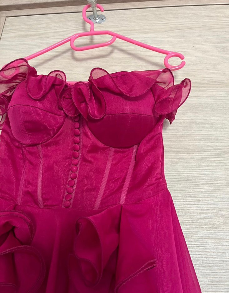 ALFABETA Pembe Straplez Uzun Kadın Abiye — görsel 6/10