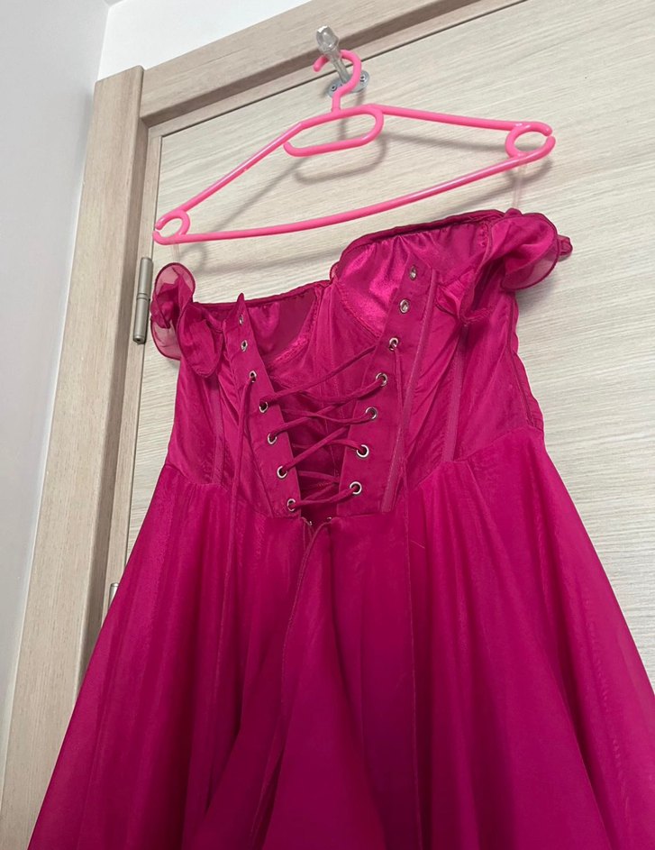 ALFABETA Pembe Straplez Uzun Kadın Abiye — görsel 5/10