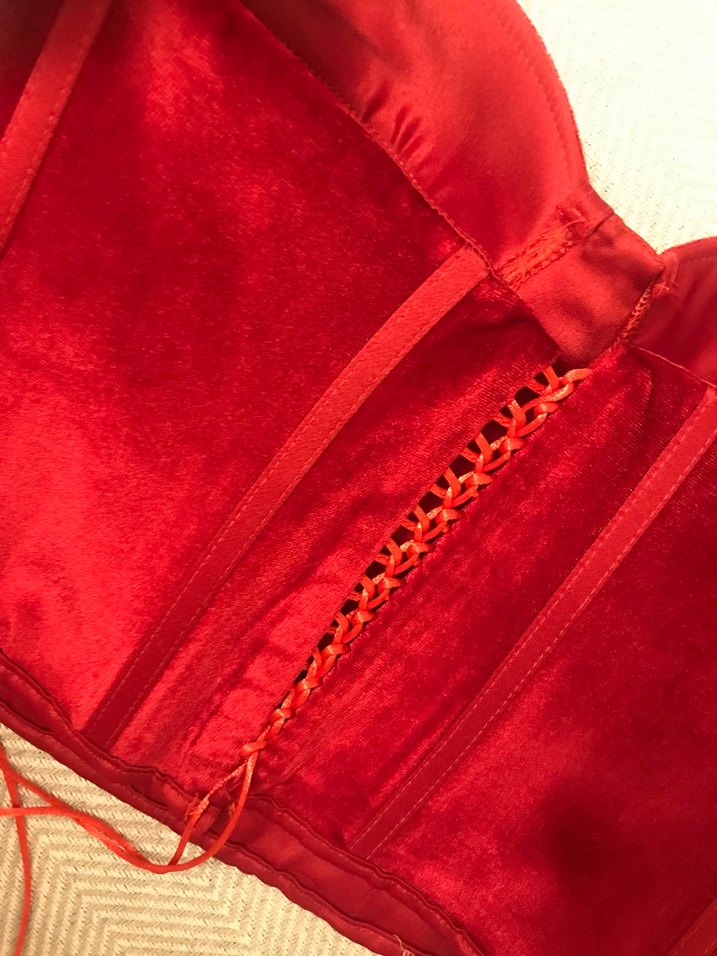 Kırmızı Kadife Straplez Bustiyer - Görsel 3