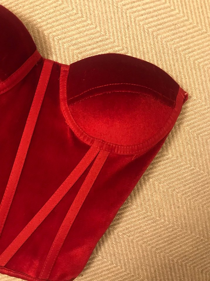 Kırmızı Kadife Straplez Bustiyer - Görsel 2