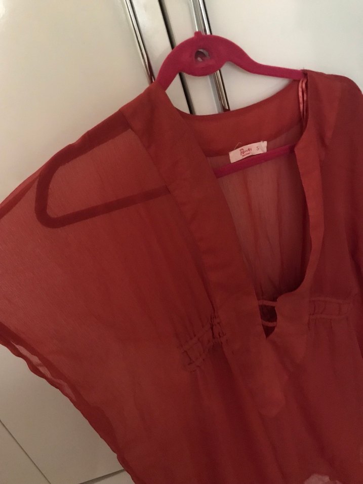 Kırmızı V Yaka Pareo - Görsel 2