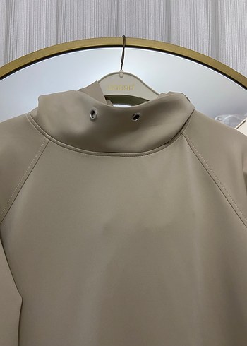 Bej Kapüşonlu Oversize Sweatshirt - Görsel 3