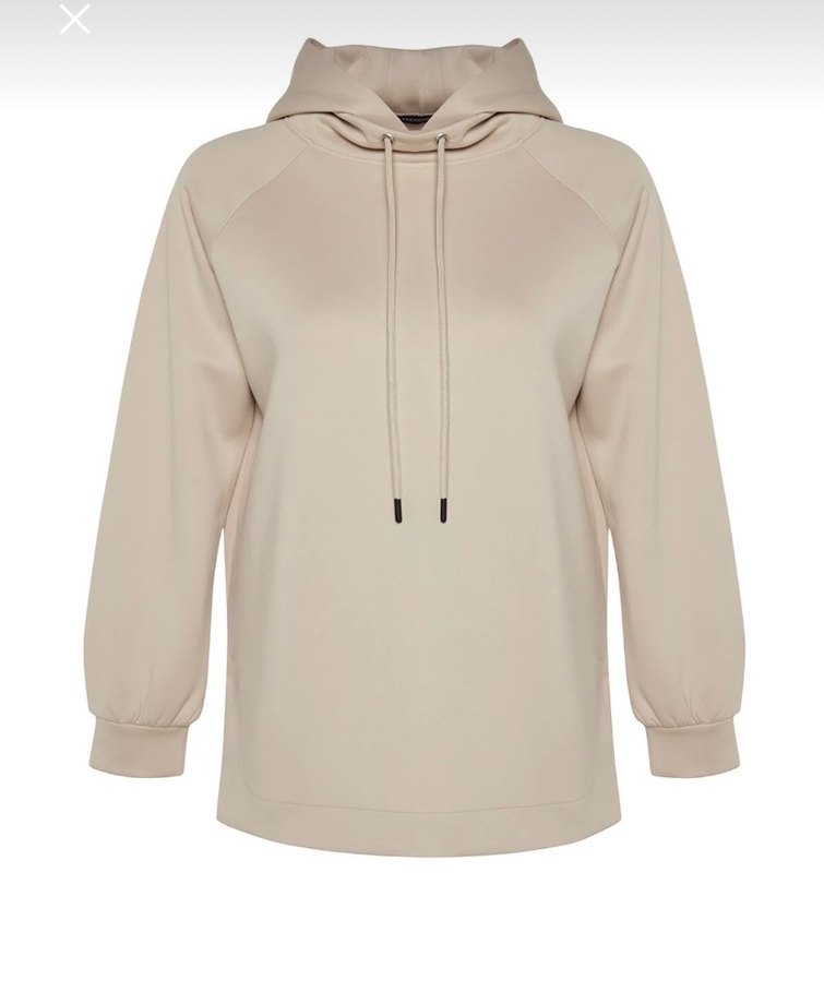 Bej Kapüşonlu Oversize Sweatshirt - Görsel 2
