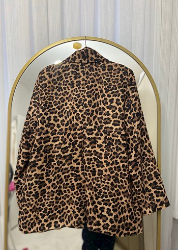 Leopar Desenli Kadın Süet Midi Kaban - Görsel 9