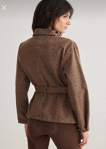 Kahverengi Kemerli kadın ceket - Görsel 2