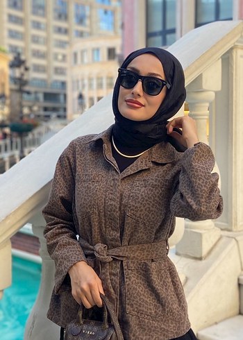 Kahverengi Kemerli kadın ceket - Görsel 3