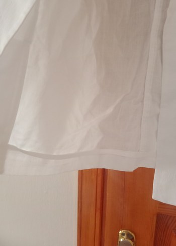 34 Beden Kadın Beyaz Keten Kısa Kollu blazer