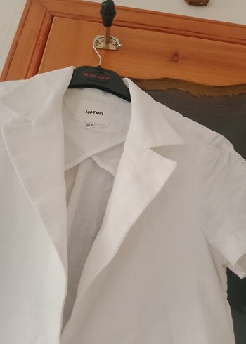 Koton Kadın Beyaz Keten Kısa Kollu blazer
