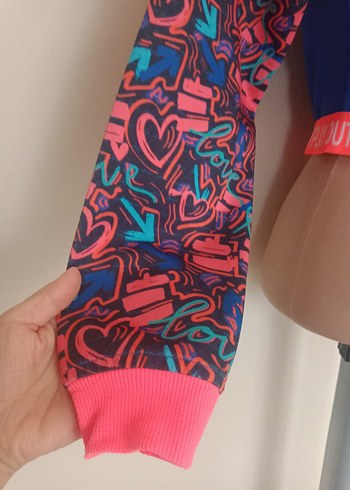 Kız Çocuk Renkli Baskılı Fermuarlı Bolero hırka - Görsel 2