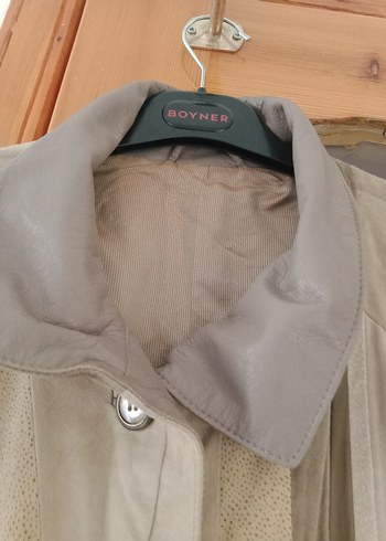 deri detaylı bayan trençkot - Görsel 6