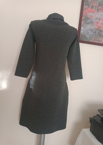 Gri  Yüksek Yakalı  Elbise - Görsel 4