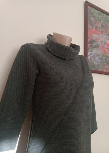 Gri  Yüksek Yakalı  Elbise - Görsel 2