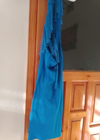 Koyu Mavi püsküllü elbise - Görsel 4