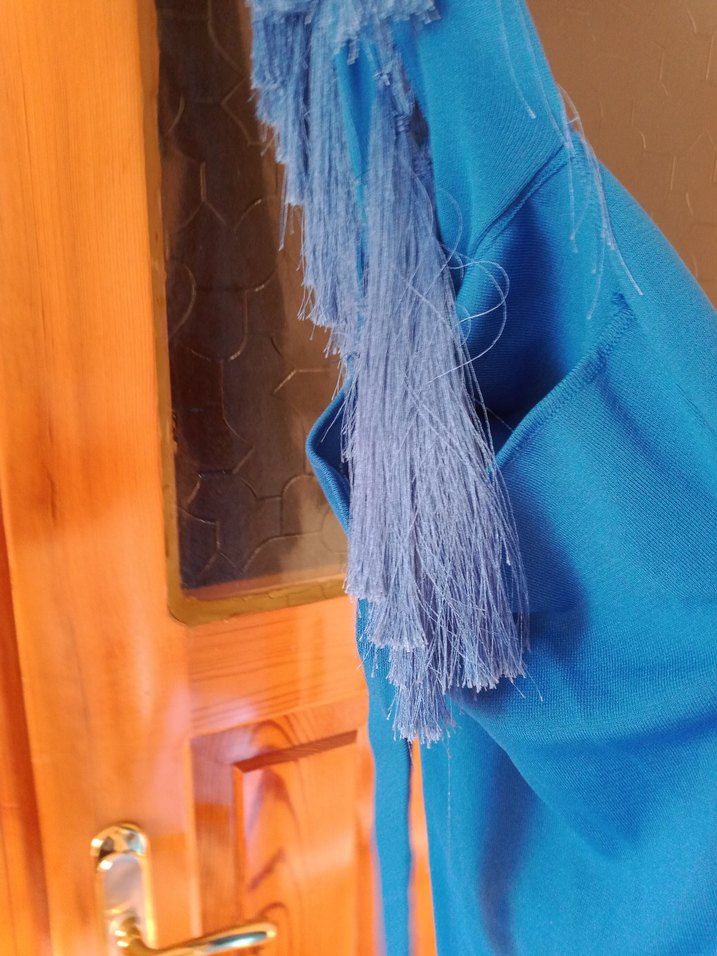 Koyu Mavi püsküllü elbise - Görsel 3