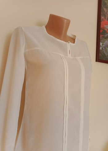 Beyaz Uzun Kollu Kadın Bluz - Görsel 2