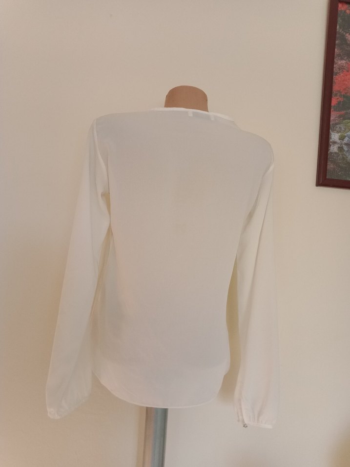 Beyaz Uzun Kollu Kadın Bluz - Görsel 4